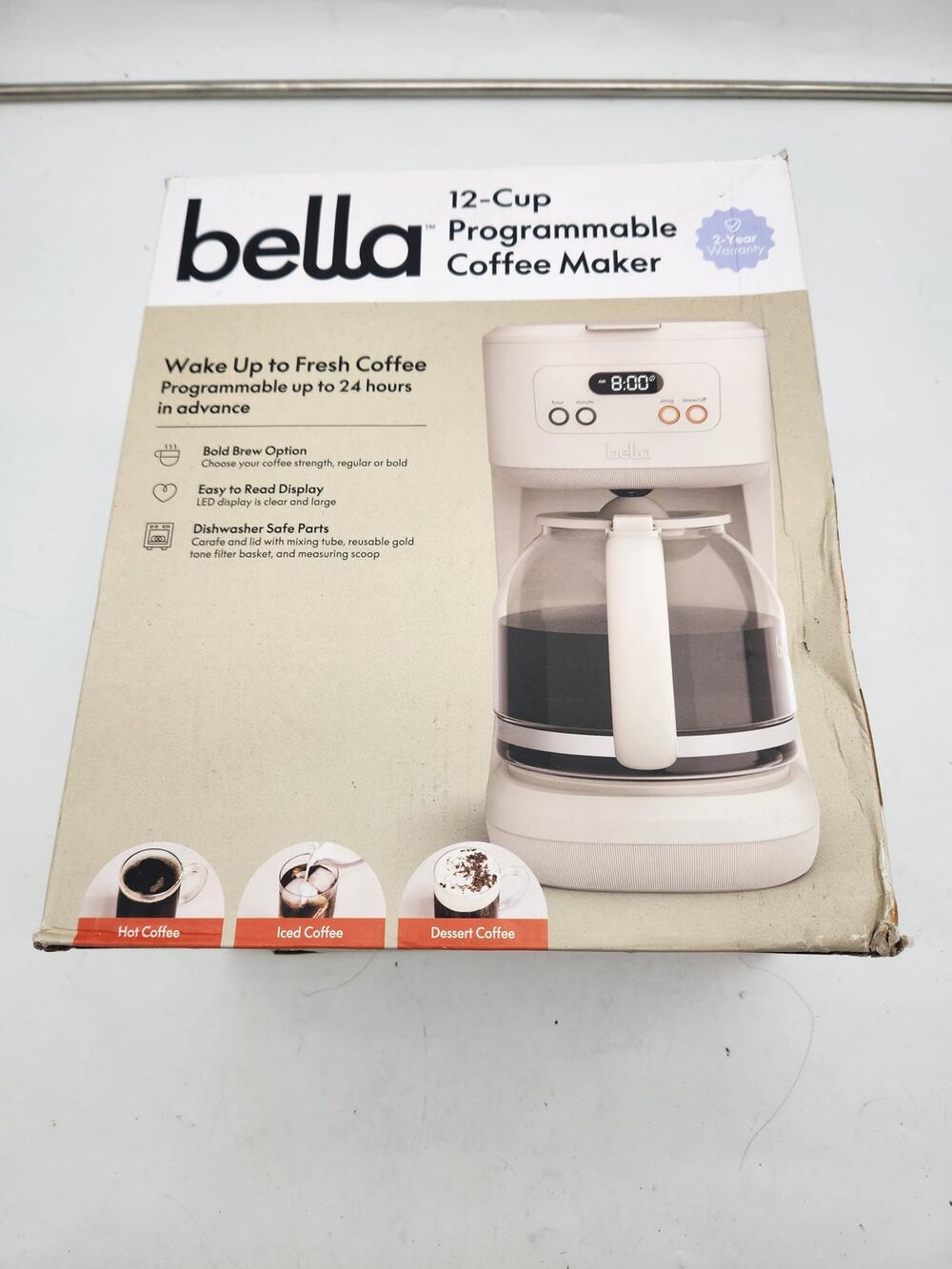 Bella 12-Cup 900 Watt Programmable Coffee Maker Oatmilk Open Box